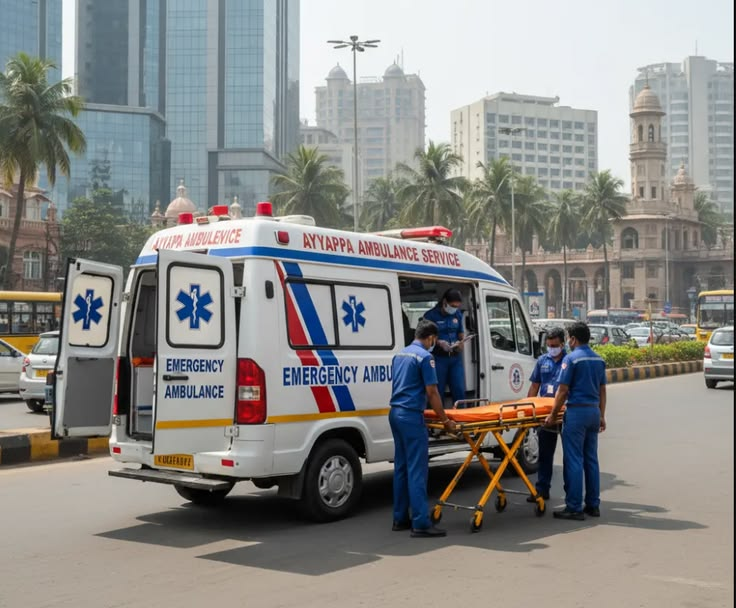 Paramedics preparing a stretcher